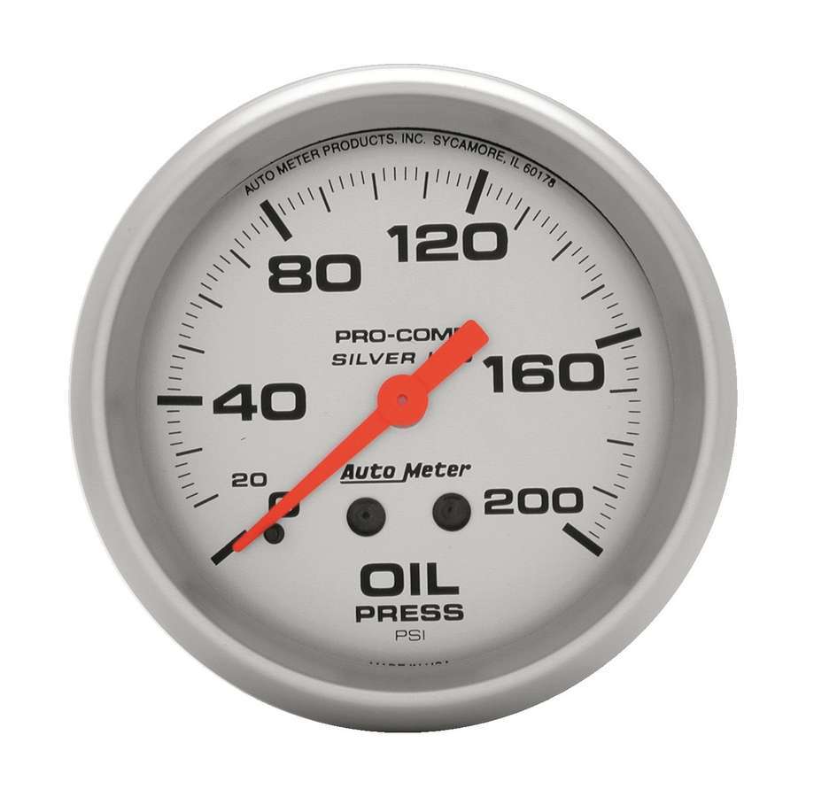 Autometer ATM4622 Pro Comp 2-5/8in Silver Liq-Fill Oil 0-200 PSI