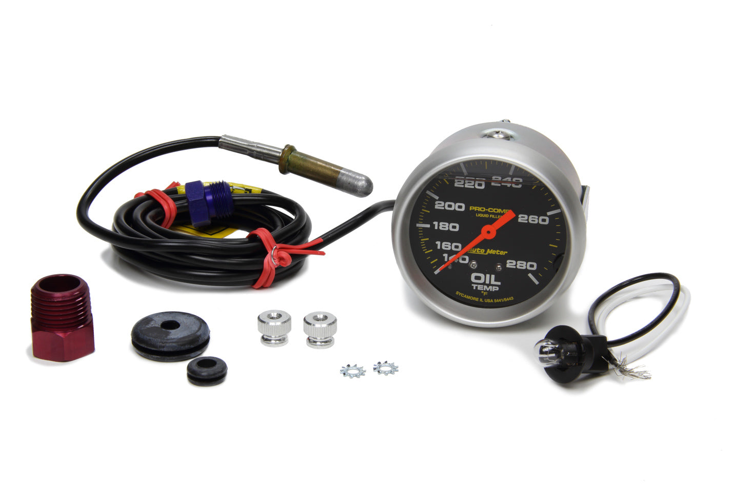 Autometer ATM5441 140-280 Oil Temp Gauge with 6ft Capillary Tube