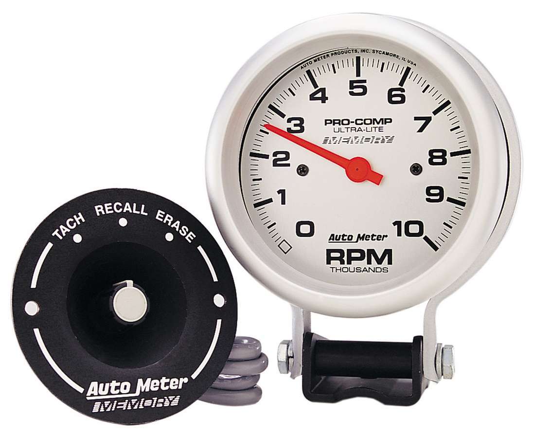 Autometer ATM6604 Ultra Lite 3 3/4in Silver Tach 10000 RPM