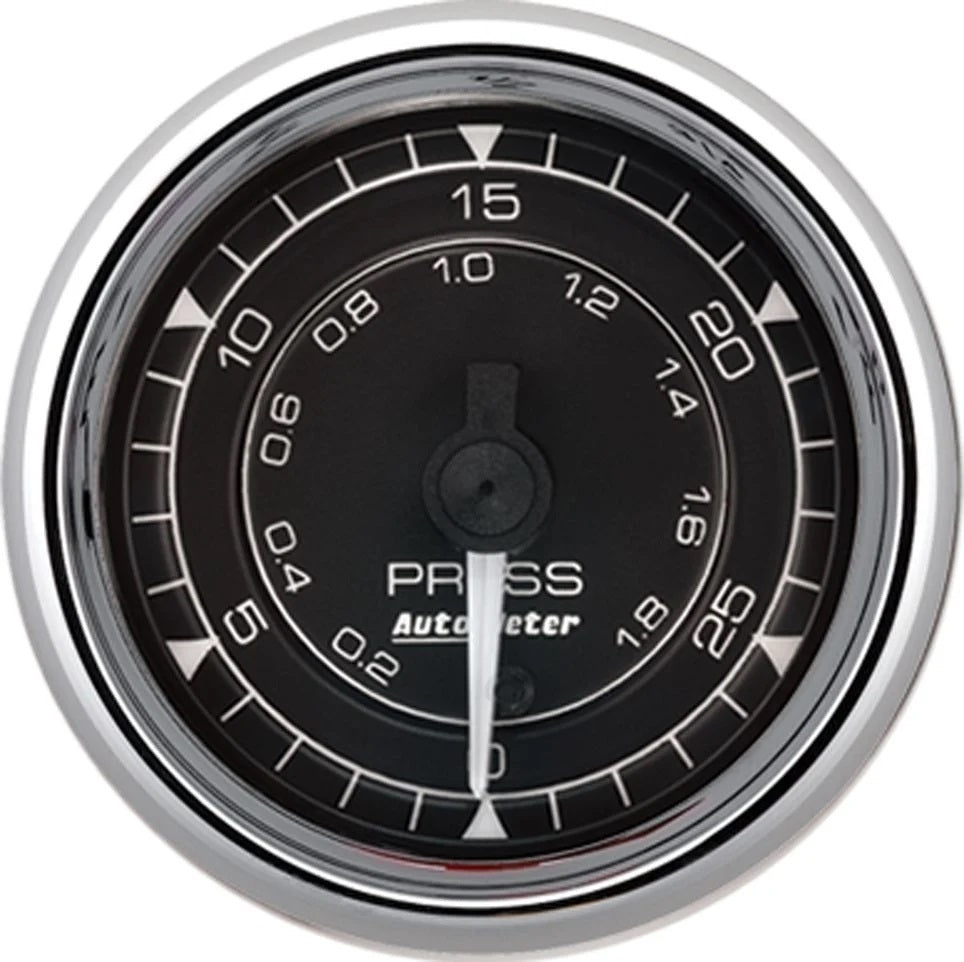 Autometer ATM9764 2/16 Chrono Chrome Gauge Pressure 30PSI