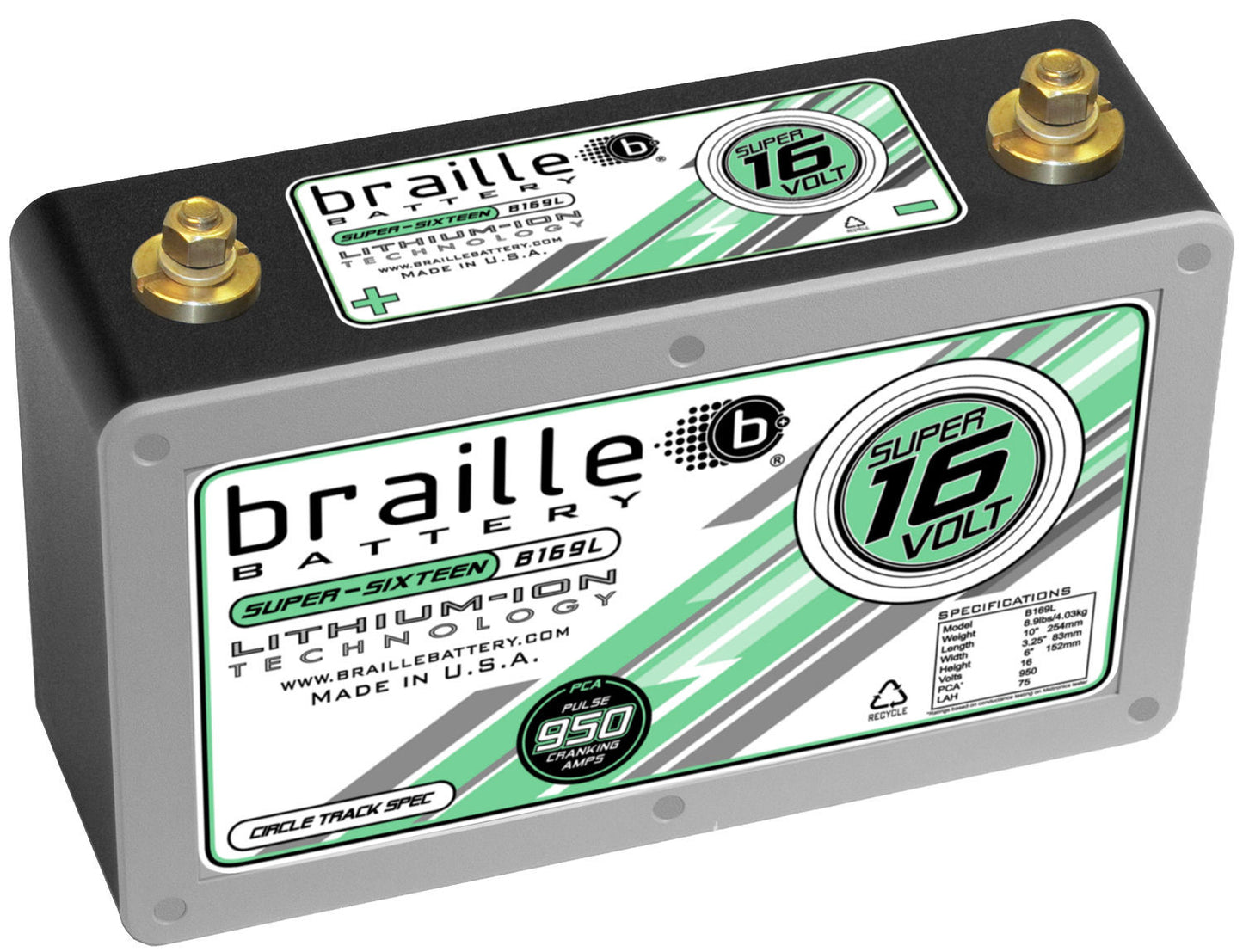 Braille Auto Battery BRBB169L Lithium ION Super 16 Volt Battery 950 Amps