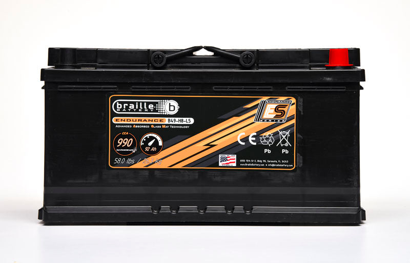 Braille Auto Battery BRBB49-H8-L5 49-H8-L5 Endurance AGM Battery 990 CCA
