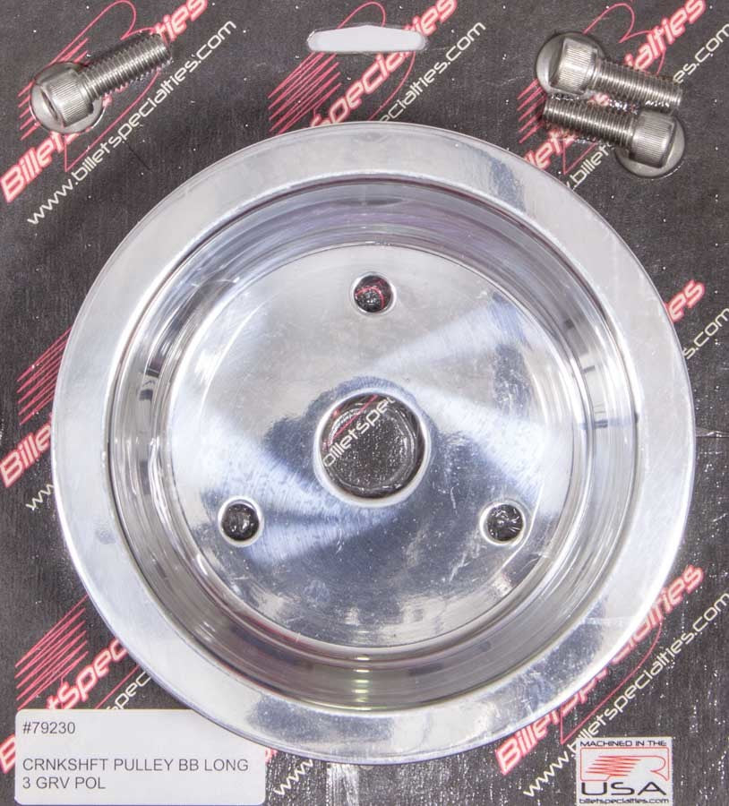 Billet Specialties BSP79230 BBC 3 GRV Crank Pulley LWP Polished