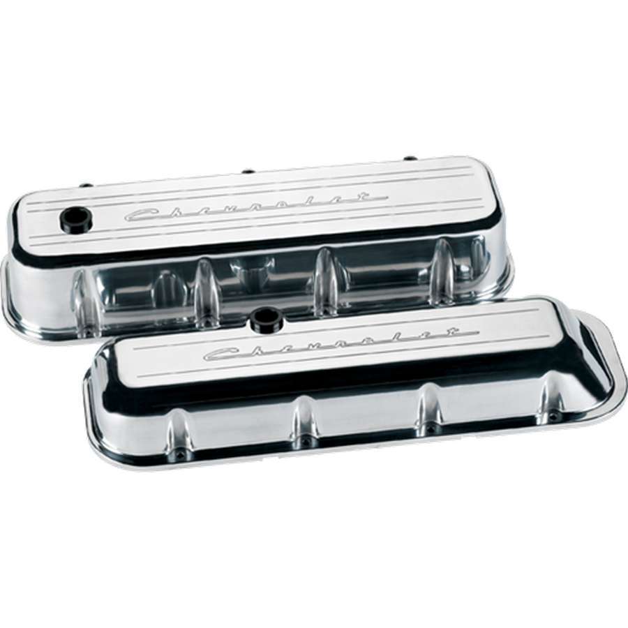 Billet Specialties BSP96023 BBC Valve Covers Chevy Logo Short