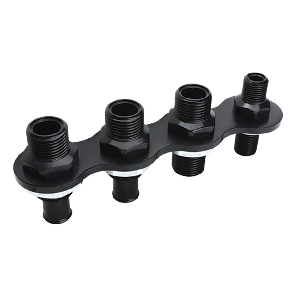 Billet Specialties BSPBLK66935 A/C & Heat Bulkhead Inli ne Push On 4-Port Black
