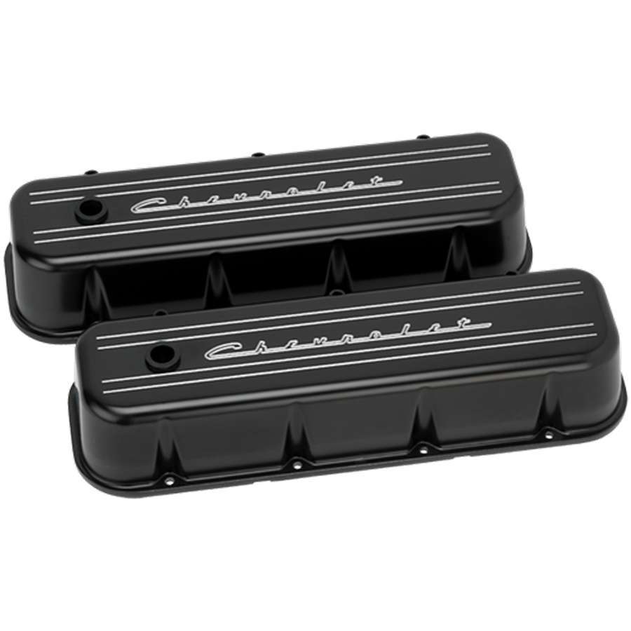 Billet Specialties BSPBLK96123 BBC Tall Valve Cover Chevrolet Script Black