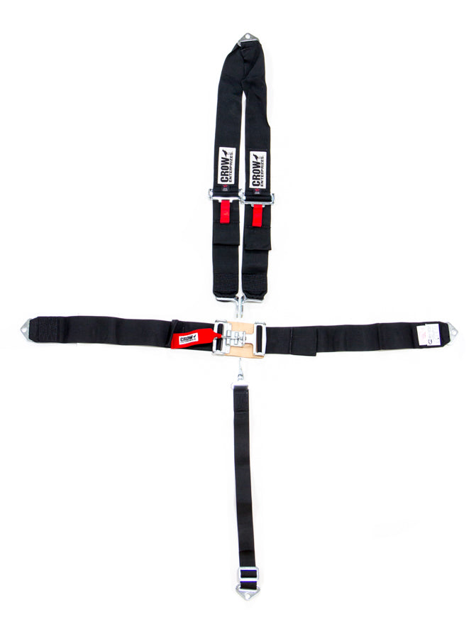 Crow Safety Gear CRW11084A 5-Pt Harness Big Latch Blk Bolt In V Type