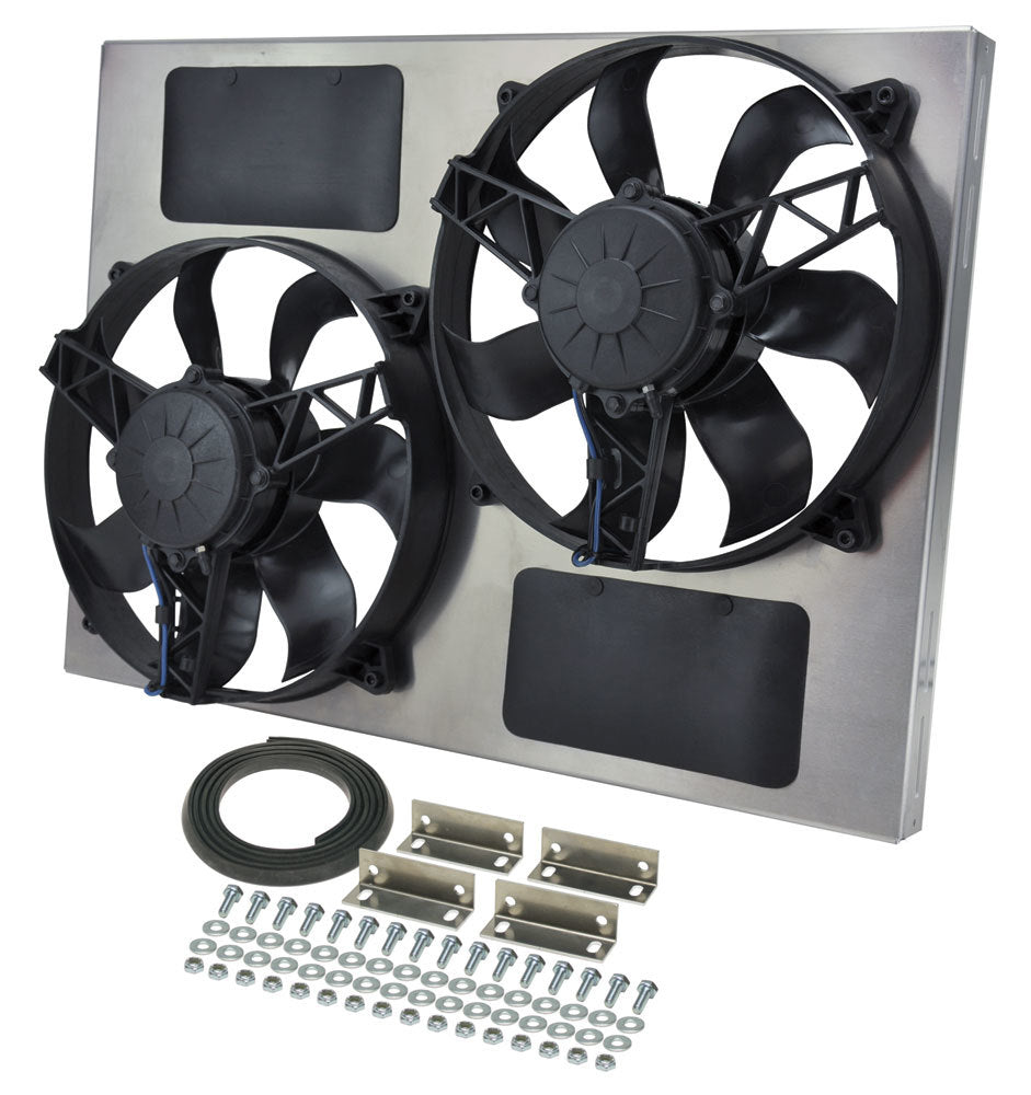 Derale DER16833 Dual RAD Fan w/Alum Shroud Assembly