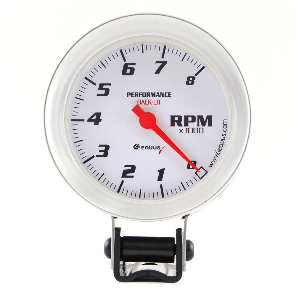 Equus EQUE8068 3-3/8 Dia Tachometer 8000 RPM Silver
