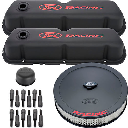 Ford FRD302-500 Engine Dress up Kit Black w/ Racing Logo