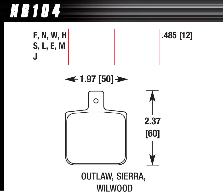 Hawk Brake HAWHB104J485 Brake Pad Set-Race DR97 Wilwood Dynalite Single