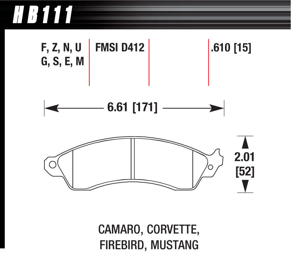 Hawk Brake HAWHB111F610 Performance Street Brake Pads (4)