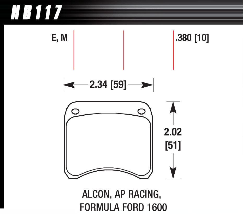 Hawk Brake HAWHB117E380 BRAKE PAD AP RACING REAR CALIPER BLUE 9012