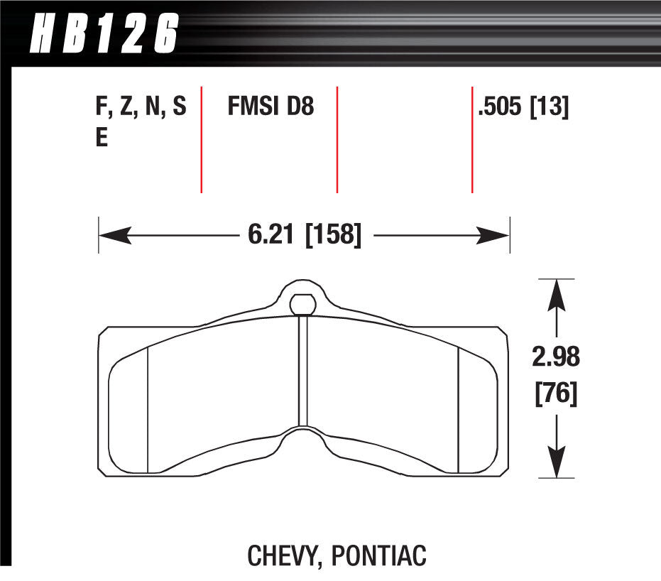 Hawk Brake HAWHB126Z505 Performance Street Brake Pads (4)