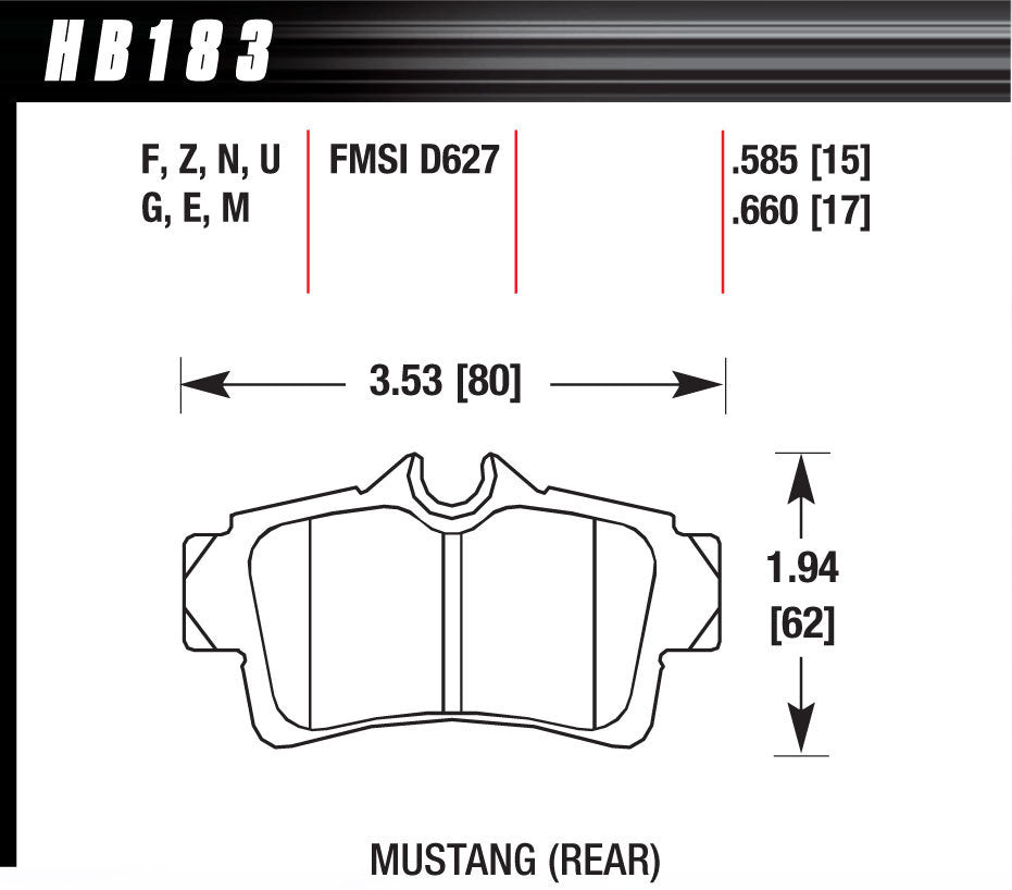 Hawk Brake HAWHB183N585 Performance Street Brake Pads (4)