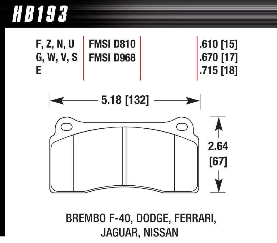 Hawk Brake HAWHB193F670 Street Brake Pads Front Viper HPS