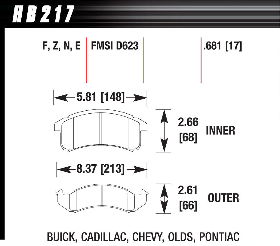 Hawk Brake HAWHB217F681 Performance Street Brake Pads (4)