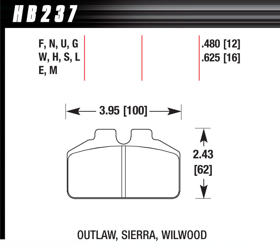 Hawk Brake HAWHB237M480 DL Bridgebolt Black