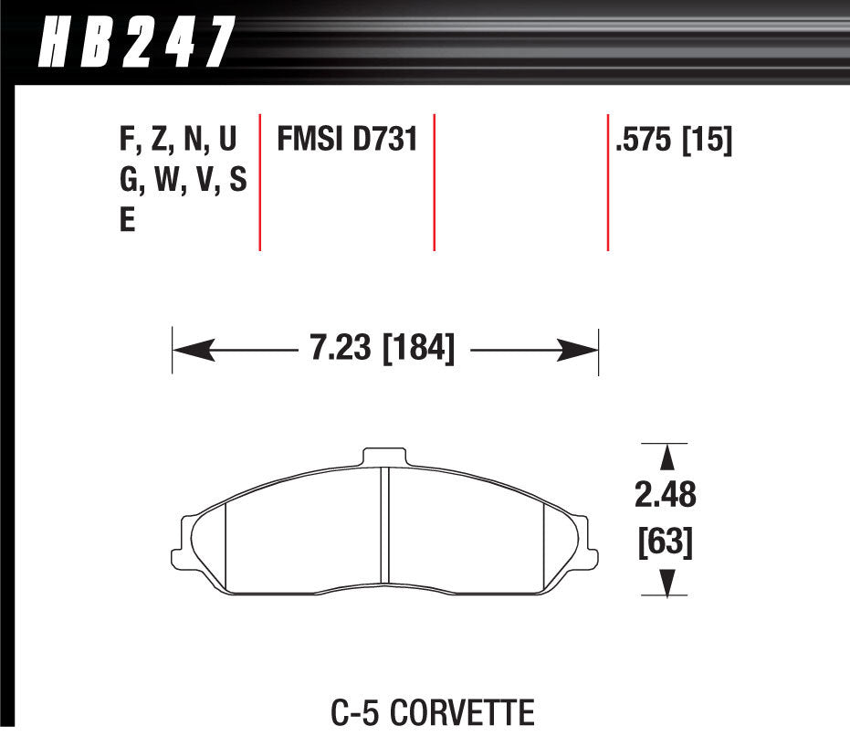 Hawk Brake HAWHB247F575 Performance Street Brake Pads (4)