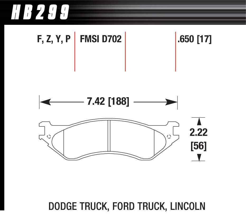 Hawk Brake HAWHB299P650 Performance Street Brake Pads (4)