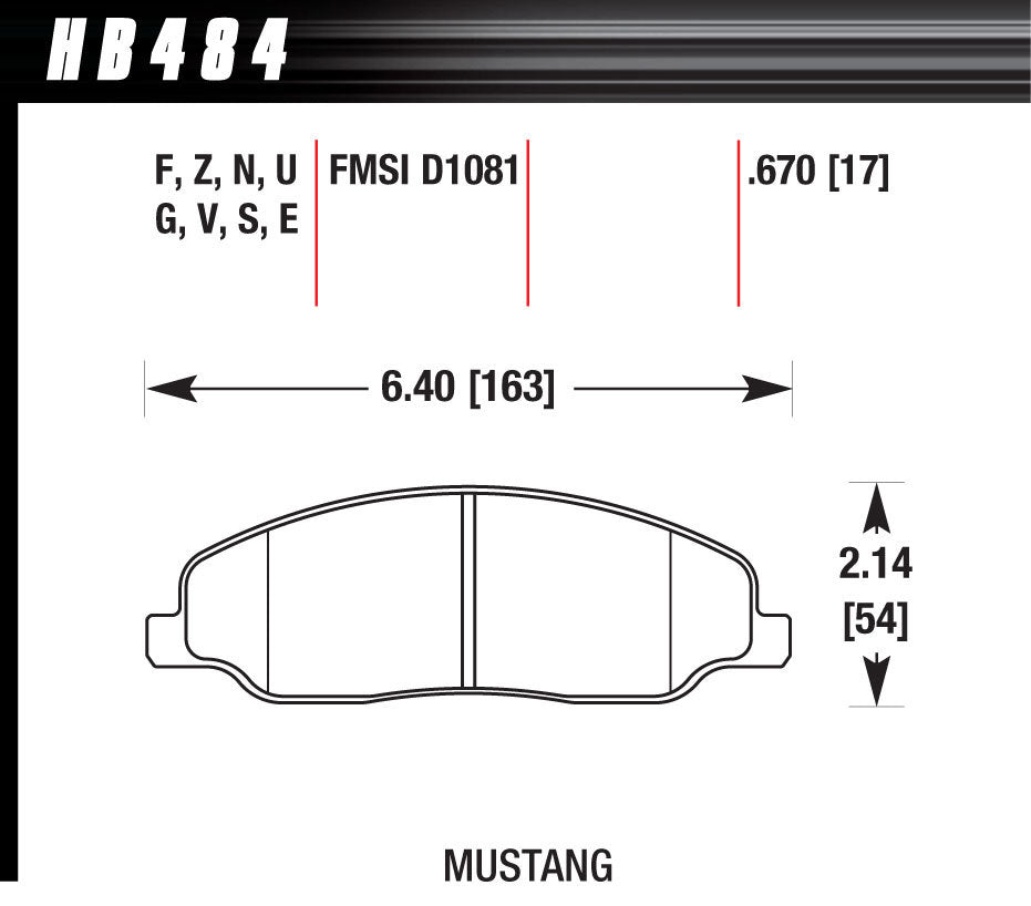 Hawk Brake HAWHB484F670 Performance Street Brake Pads (4)