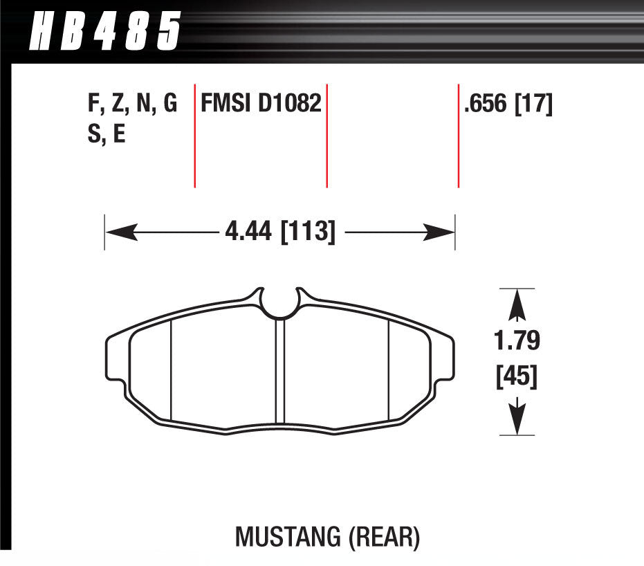 Hawk Brake HAWHB485G656 Brake Pad Set 05 Mustang Rear DTC70
