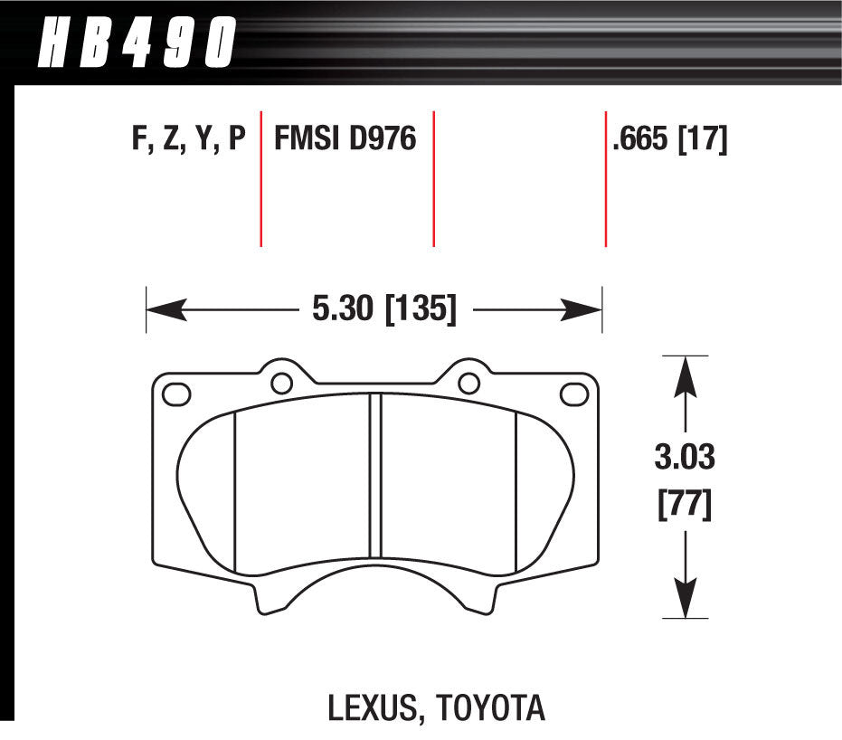 Hawk Brake HAWHB490Y665 Performance Street Brake Pads LTS (4)