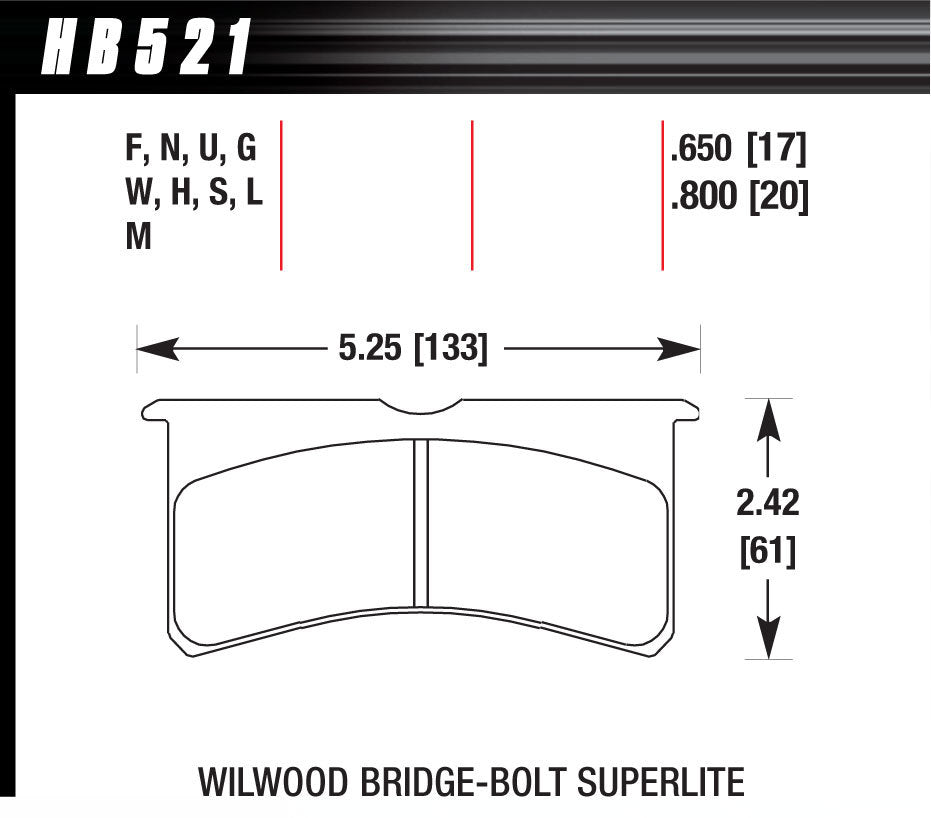 Hawk Brake HAWHB521M800 SL Bridgebolt Black
