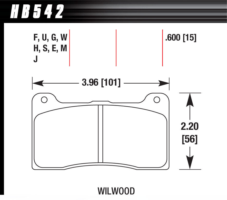 Hawk Brake HAWHB542W600 Brake Pad Billet DynaPro Narrow DTC-30