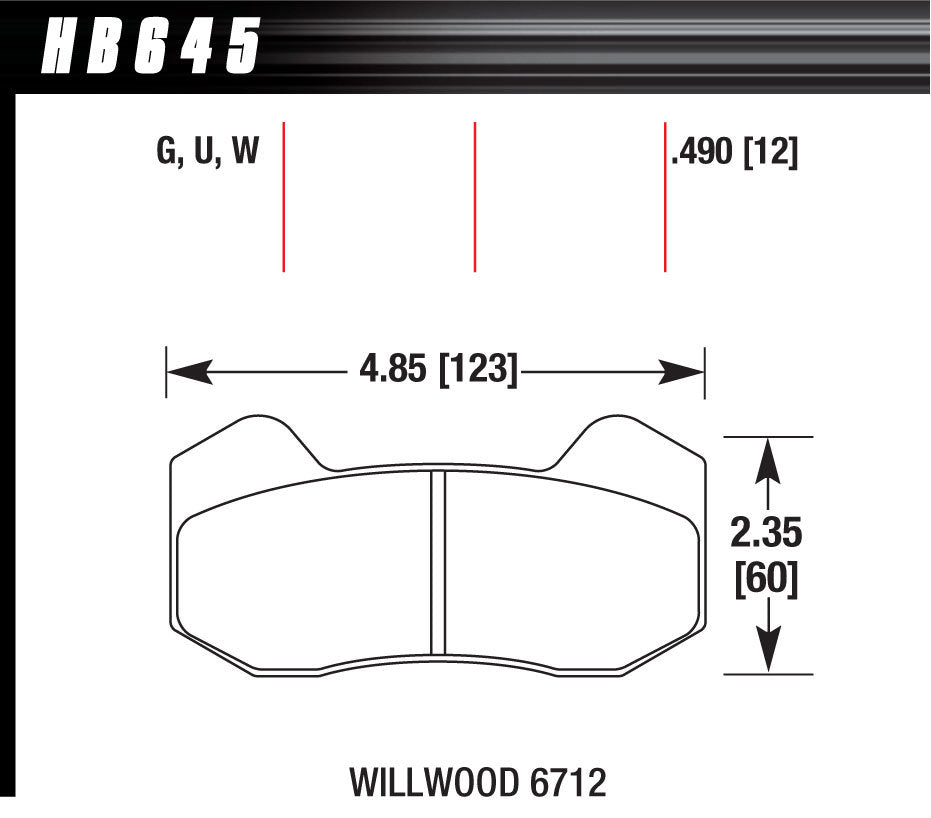 Hawk Brake HAWHB645W490 BRAKE PAD DYNAPRO 6 FRONT AND REAR DTC-30