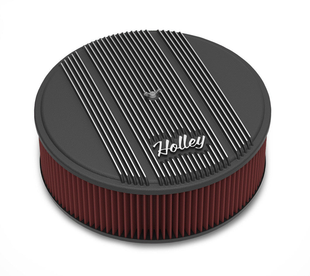Holley HLY120-157 14x4 Die Cast Finned Alm Air Cleaner Black
