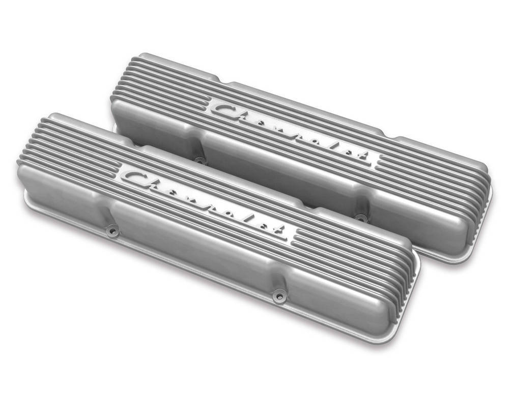 Holley HLY241-106 SBC Valve Covers Finned Vintage Series Natural