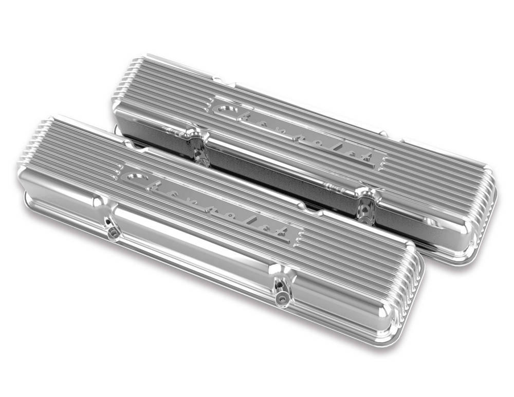 Holley HLY241-107 SBC Valve Covers Finned Vintage Series Polished