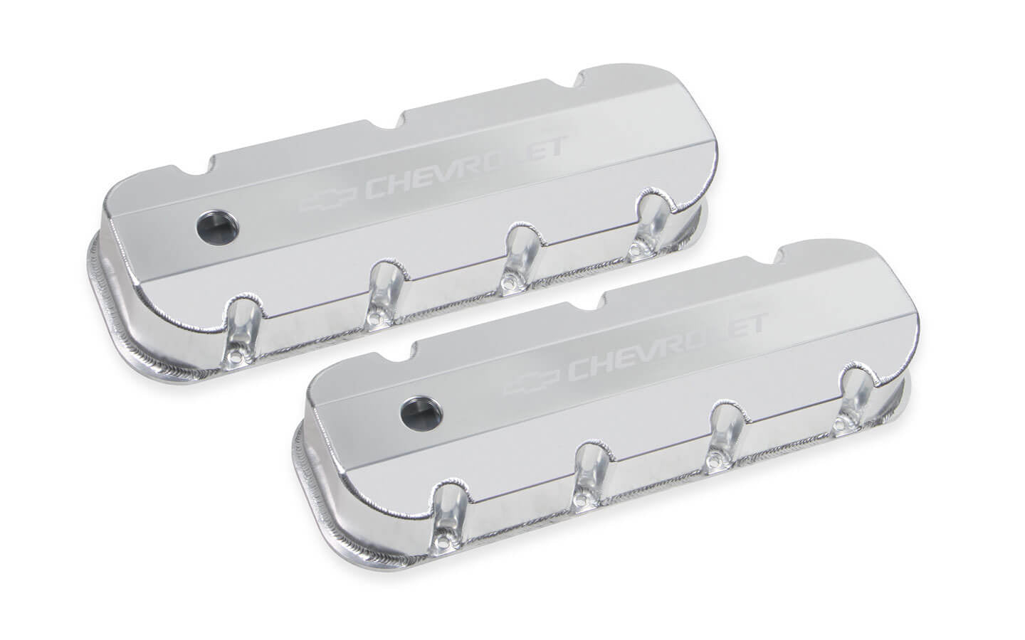 Holley HLY241-280 BBC Billet Rail Fab. Alm Valve Covers w/.125 Hole