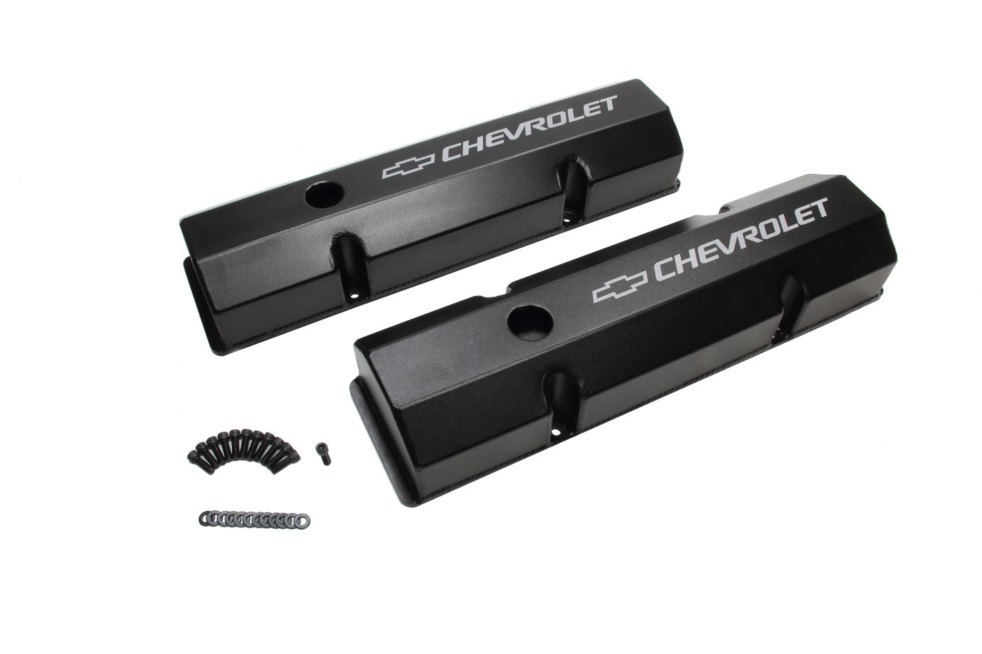 Holley HLY241-288 SBC Billet Rail Fab. Alm Valve Covers w/Oil Cap