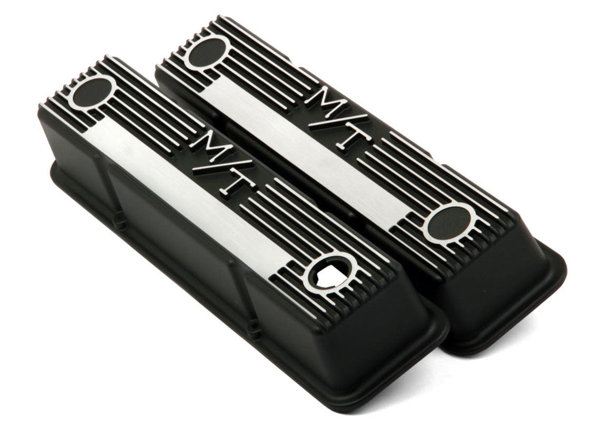 Holley HLY241-83 SBC M/T Valve Cover Set - Black Krinkle
