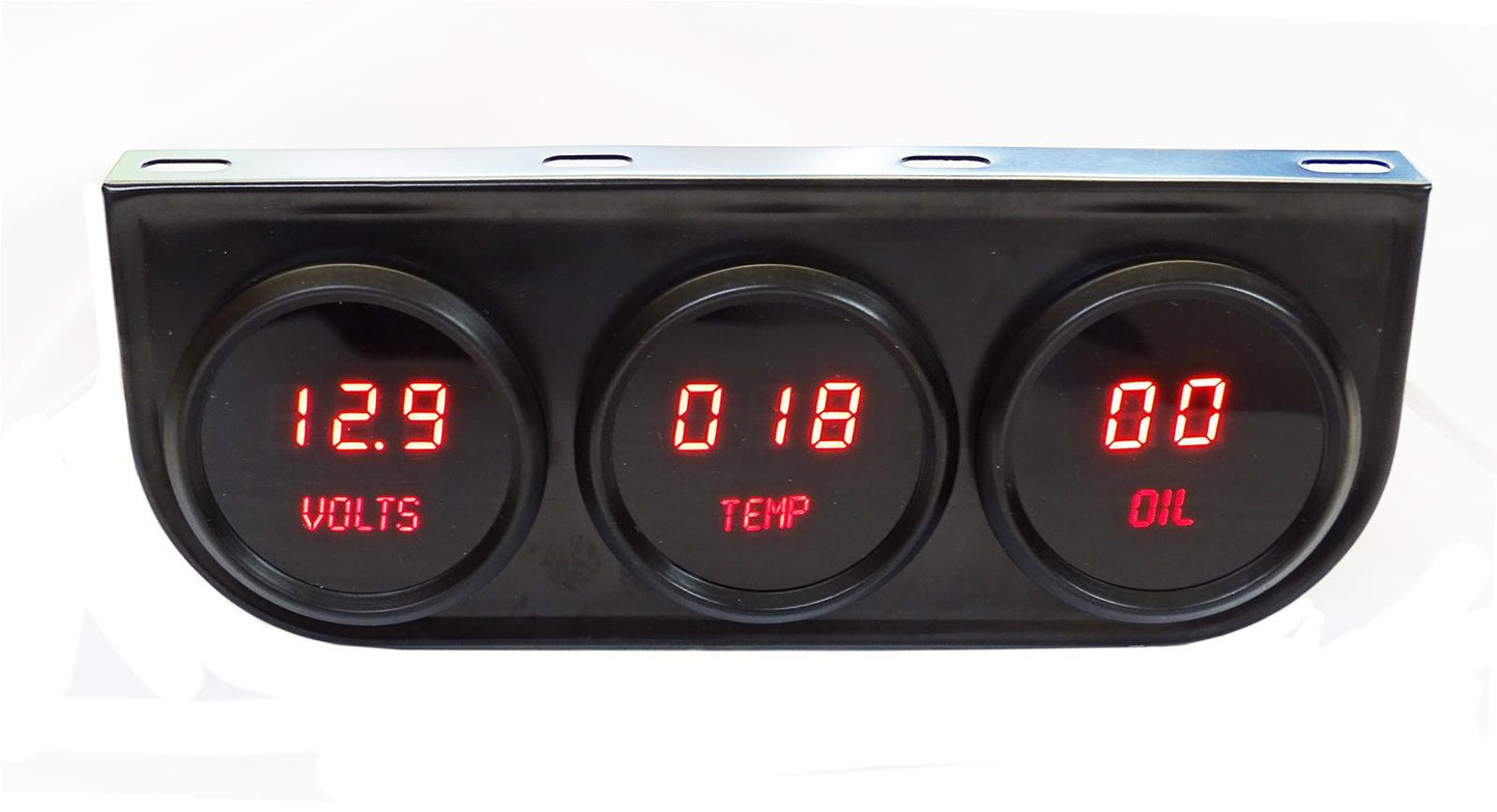 Intellitronix ITLM9333R 2-1/16 LED Digital Panel 3-Gauge - Black Finish