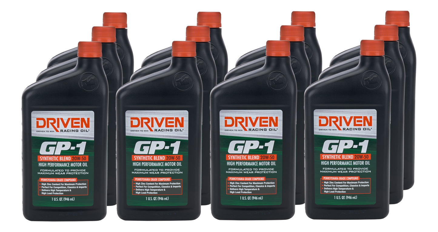 Driven Racing Oil JGP19506-12 GP-1 20w50 SemiSynthetic Case 12 x 1 Quart