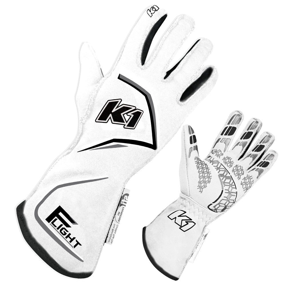 K1 Racegear K1R23-FLT-WG-XL Gloves Flight X-Large White