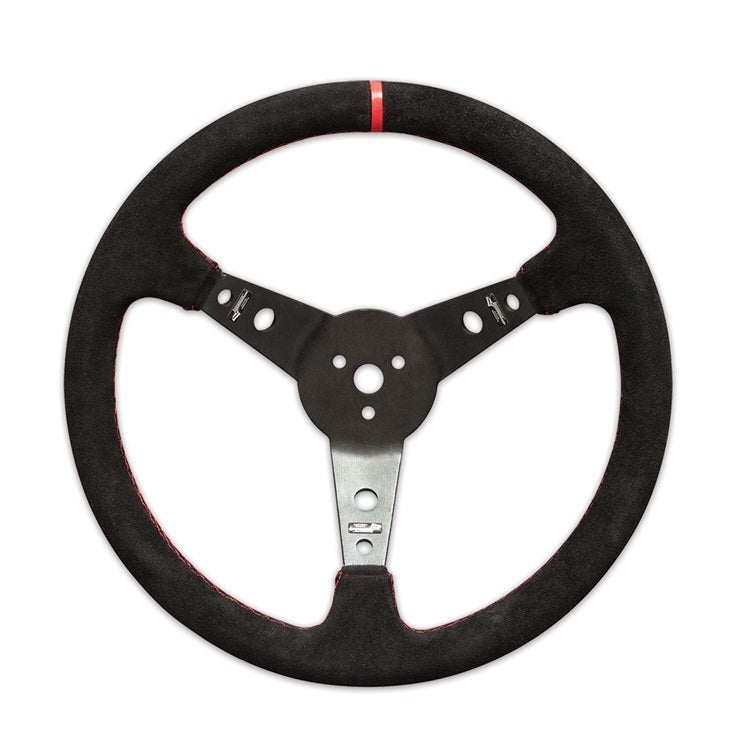 Longacre LON52-56797 Steering Wheel 15in Dished Suede Blk Spokes