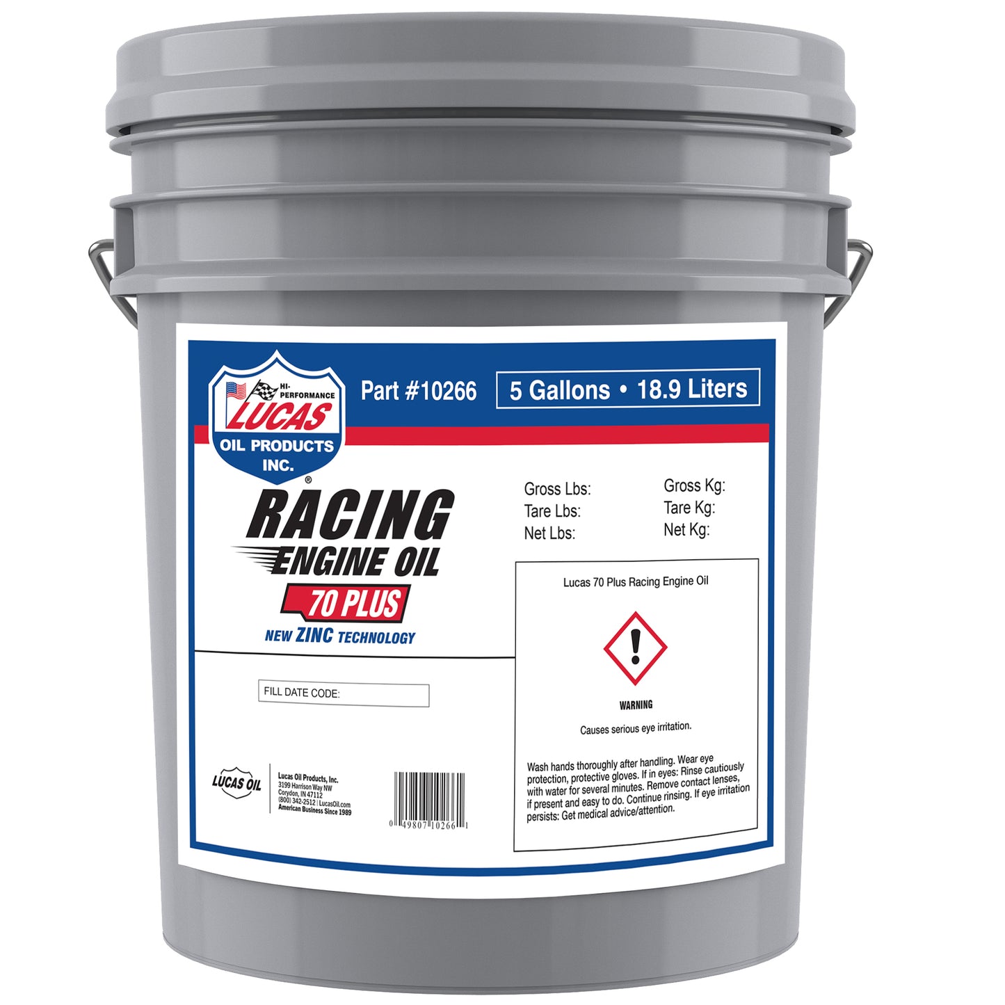 Lucas Oil LUC10266 70 Plus Racing Motor Oil 5 Gallon Pail