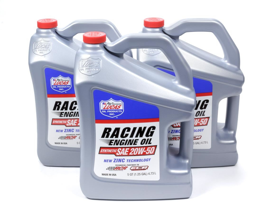 Lucas Oil LUC10616-3 Synthetic Racing Oil 20w50 Case 3 x 5 Quart