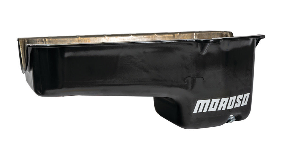 Moroso 20180 Pre-80 Chevrolet Small Block (w/Driver Side Dipstick) Wet Sump 6qt 8.25in Steel Oil Pan - Blk
