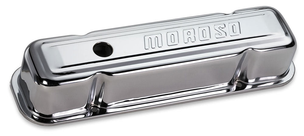 Moroso MOR68281 Chrome B/E Valve Covers Pontiac V8 Tall w/Baffle