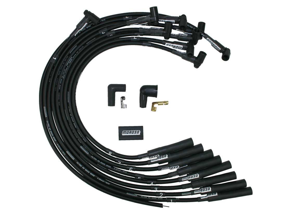 Moroso MOR73711 Ultra 40 Plug Wire Set BBC Over V/C HEI Black
