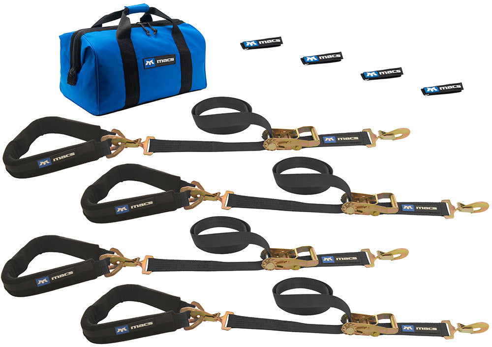 Macs Custom Tie-downs MTD511618 4 Tie Downs Direct Hook & 4-24in Axle Straps