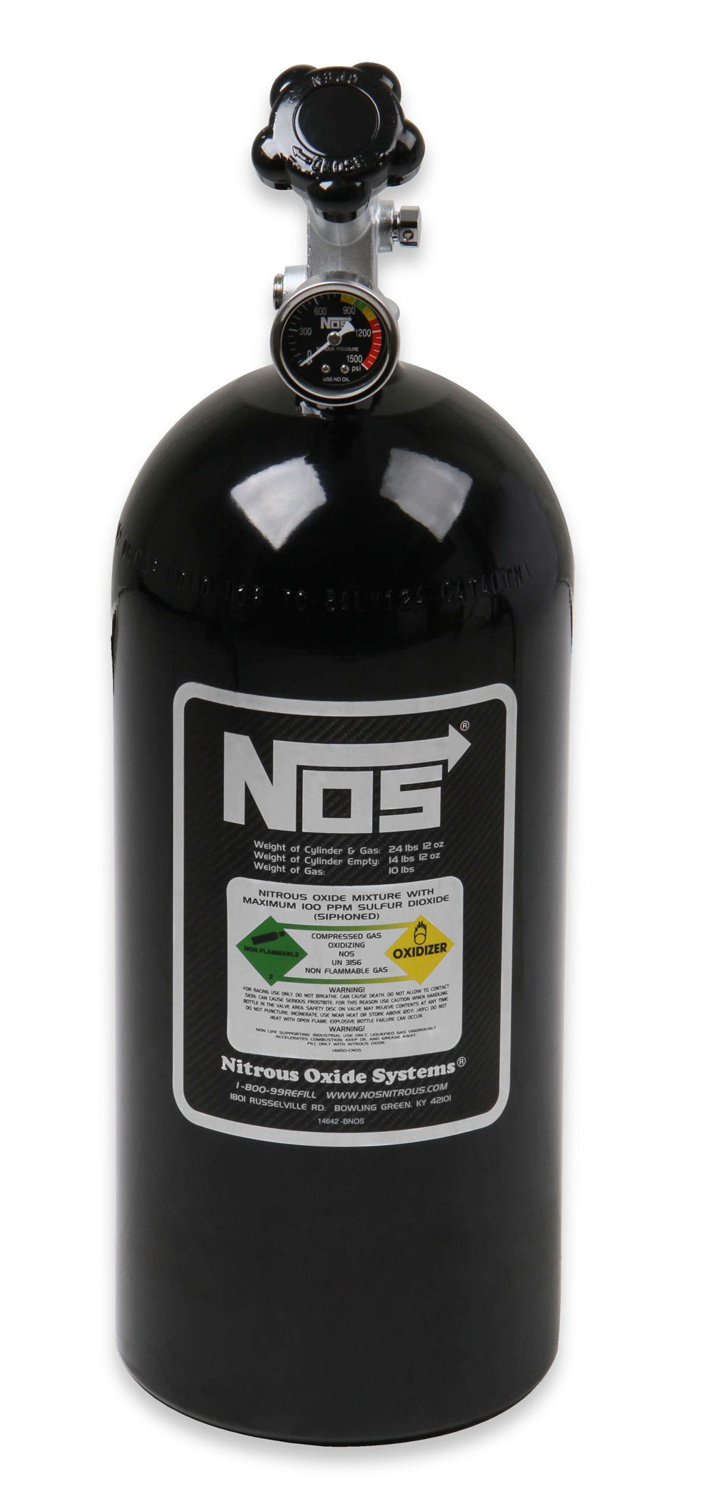 Nitrous Oxide Systems NOS14745B NOS Bottle 10lb w/Super Hi-Flo Valve - Black