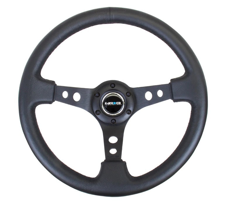 Nrg Innovation NRGRST-006BK Steering Wheel 350mm 3in Dish Black Leather