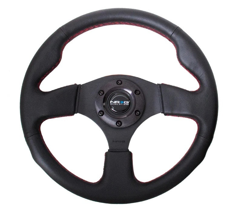 Nrg Innovation NRGRST-012R-RS Steering Wheel 320mm Flt Bottom Black Leather