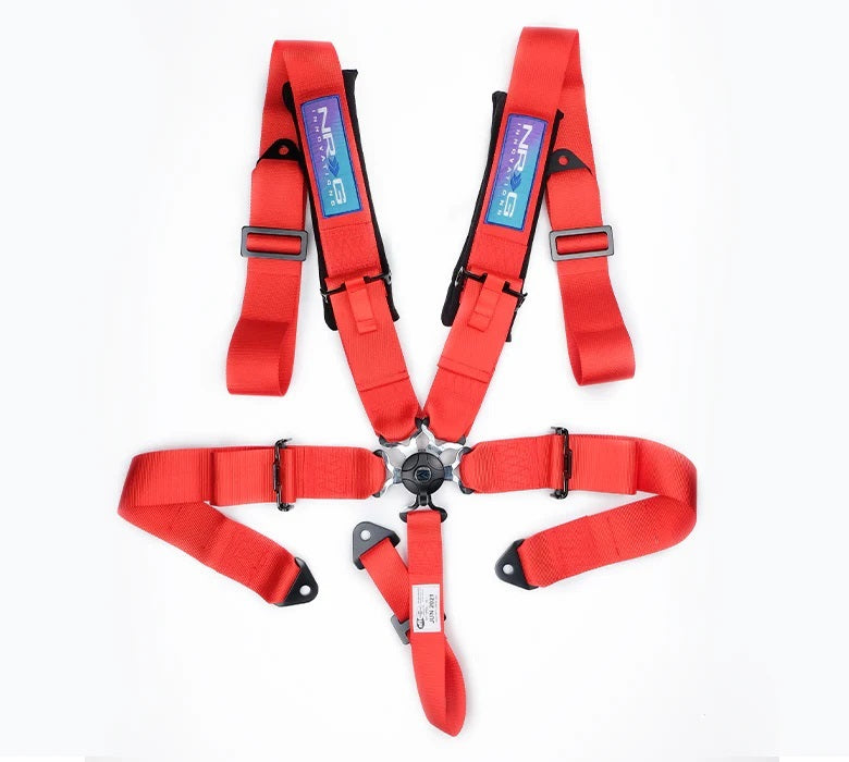 Nrg Innovation NRGSBH-B6PCRD Harness 5pt Camlock Red w/Pads SFI 16.1